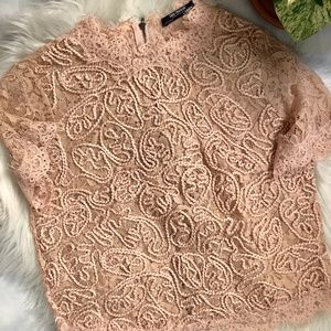 Zara Trafaluc Lace Zip-Back Top | S